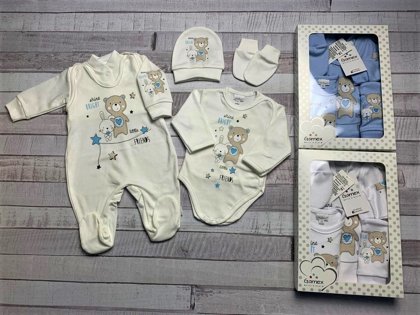 Komplekts (pūriņš) puikam no 5 daļām: izmērs 56, 62 (3 krāsas)