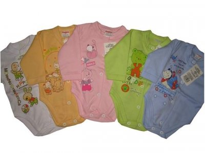 GAMEX bodiji garām piedurknēm: izmērs: 56 , 62, 68 (dažādas krāsas)